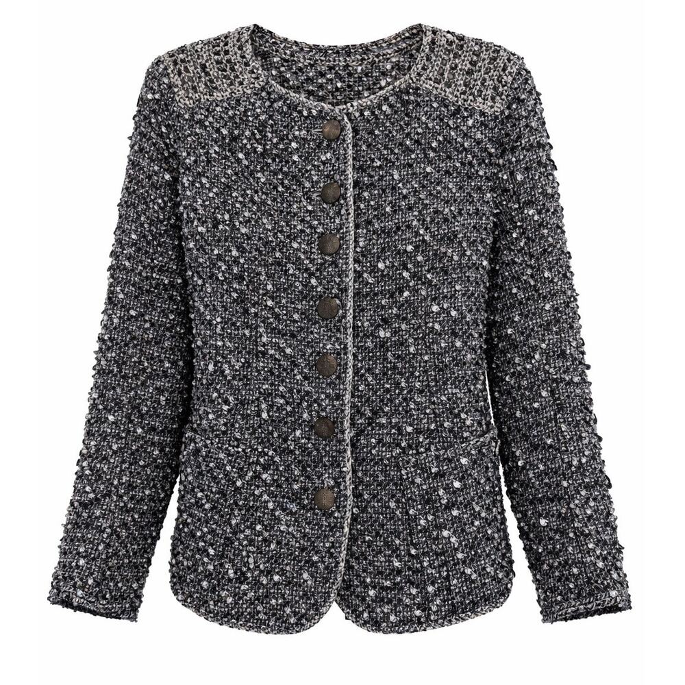 Theyskens' Theory Beaded Tweed Boucle Jacket Metallic Sequin Detail - Size 0 NWT